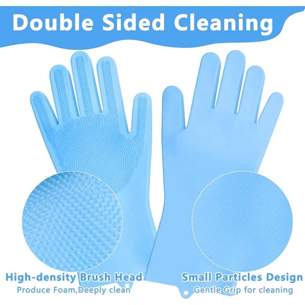 Pet Grooming Gloves—Heat Resistant Dog Washing Gloves with High-Density Teeth, Dog Bath Scrubber with Enhanced Five Finger Desig