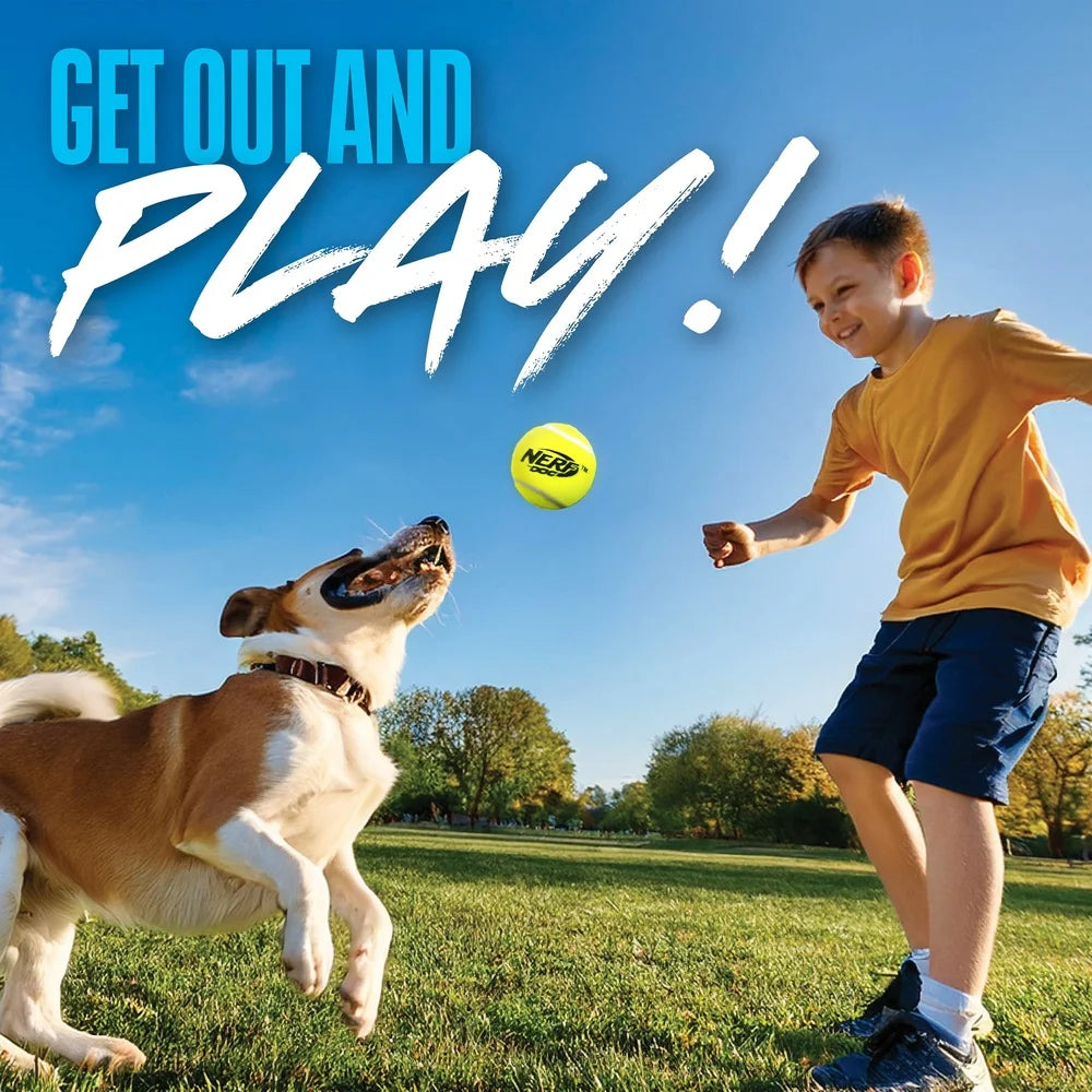 2 Inch Rubber Squeaky Tennis Balls Dogs 3 Pack Durable Chew Toys Interactive Play Dishwasher Safe Bright Colors