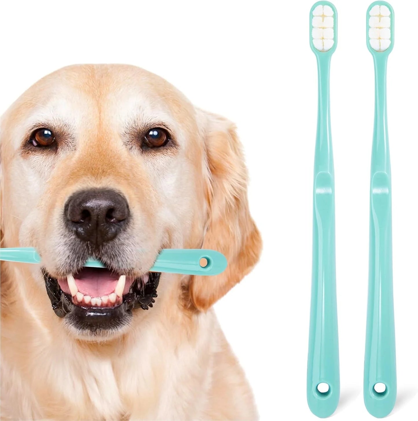 Dog Toothbrush Set 4 Pieces, 10,000 Ultra-Soft Bristles, Suitable for Medium to Large Dogs and Cats, Pet Toothbrush Kit for Easy
