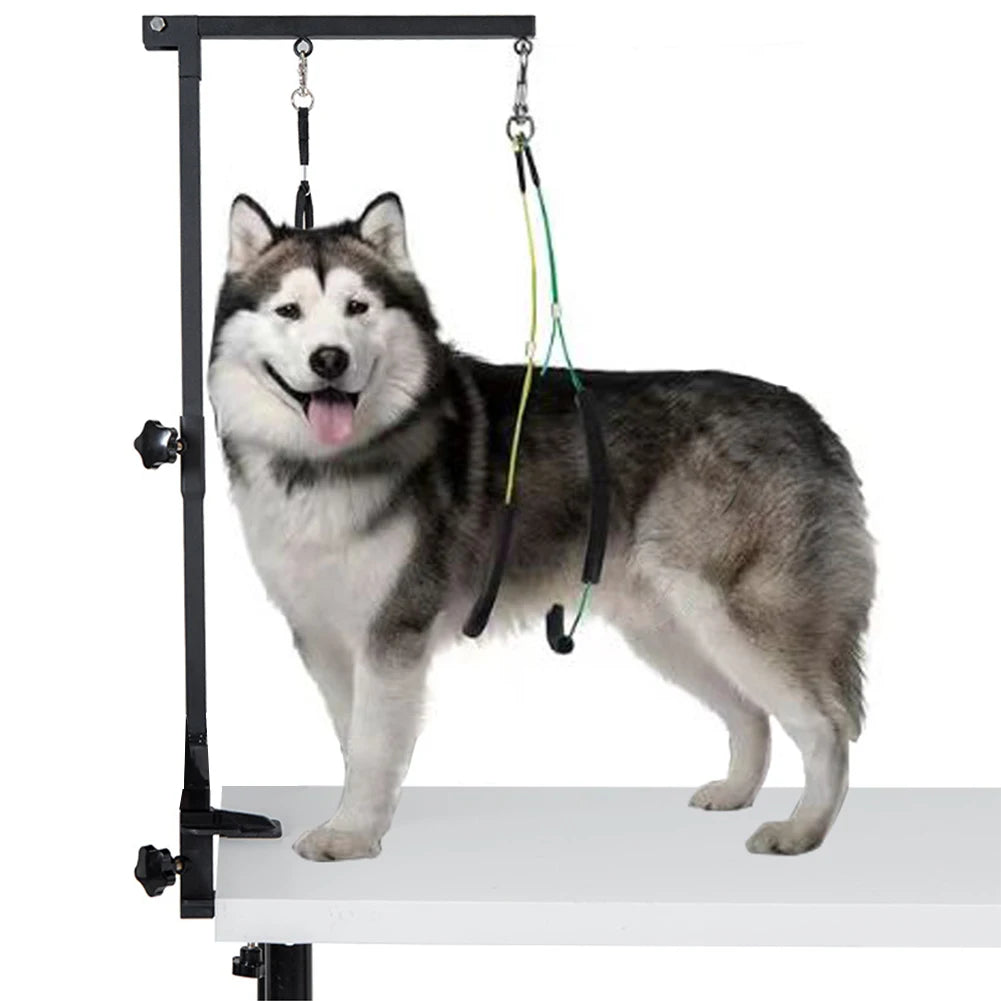 Dog Shower Stand Stainless Steel Trimming Pet Grooming Stand Height Adjustable Pet Foldable Grooming Bracket Desk Dog Cat Holder