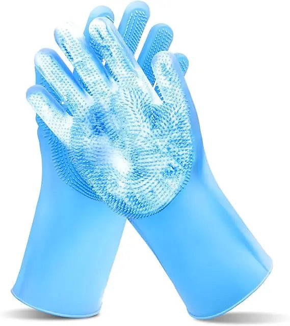Pet Grooming Gloves—Heat Resistant Dog Washing Gloves with High-Density Teeth, Dog Bath Scrubber with Enhanced Five Finger Desig