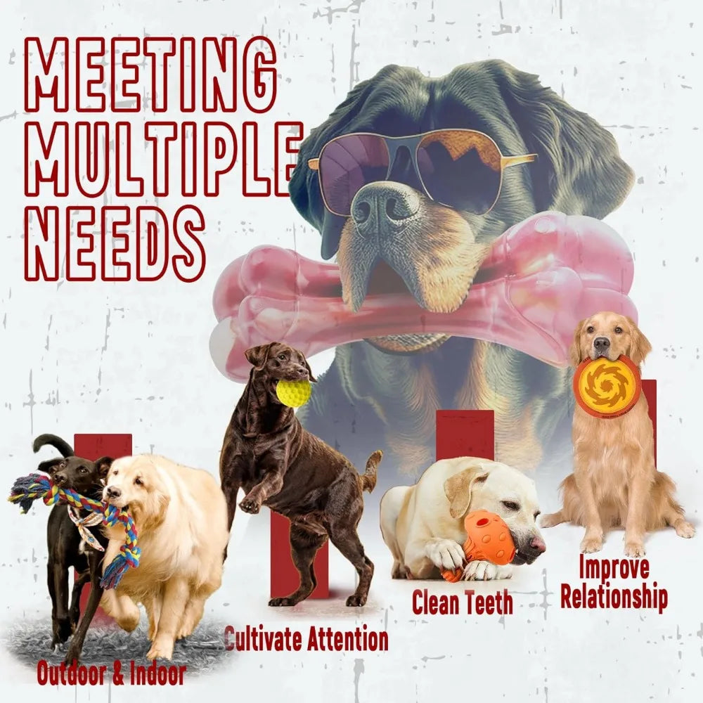 Zeaxuie 12 Pack Heavy Duty Various Dog Chew Toys Pack for Aggressive Chewers - Includes Large Rope Toys, Squeaky Toys & Indestru