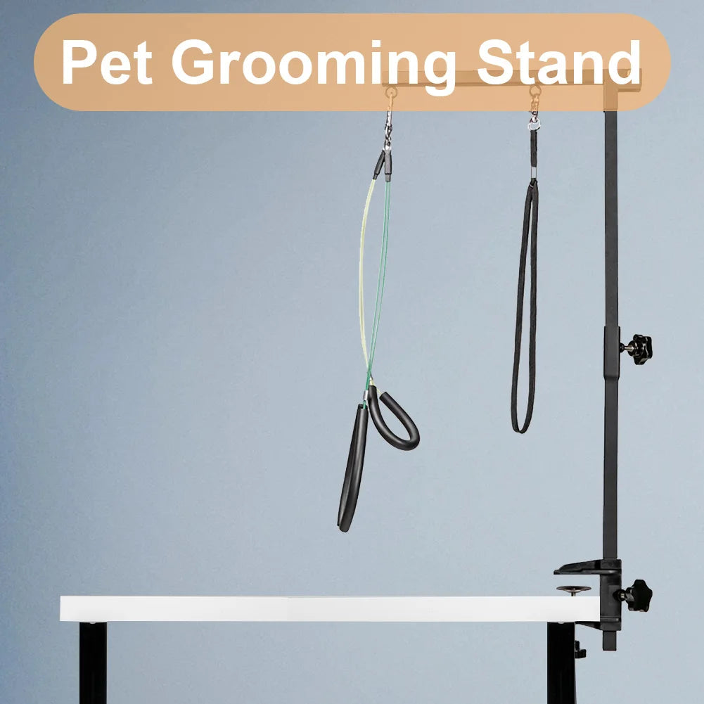 Dog Shower Stand Stainless Steel Trimming Pet Grooming Stand Height Adjustable Pet Foldable Grooming Bracket Desk Dog Cat Holder