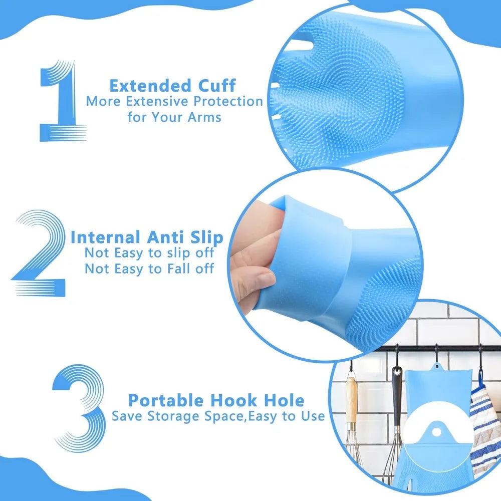 Pet Grooming Gloves—Heat Resistant Dog Washing Gloves with High-Density Teeth, Dog Bath Scrubber with Enhanced Five Finger Desig