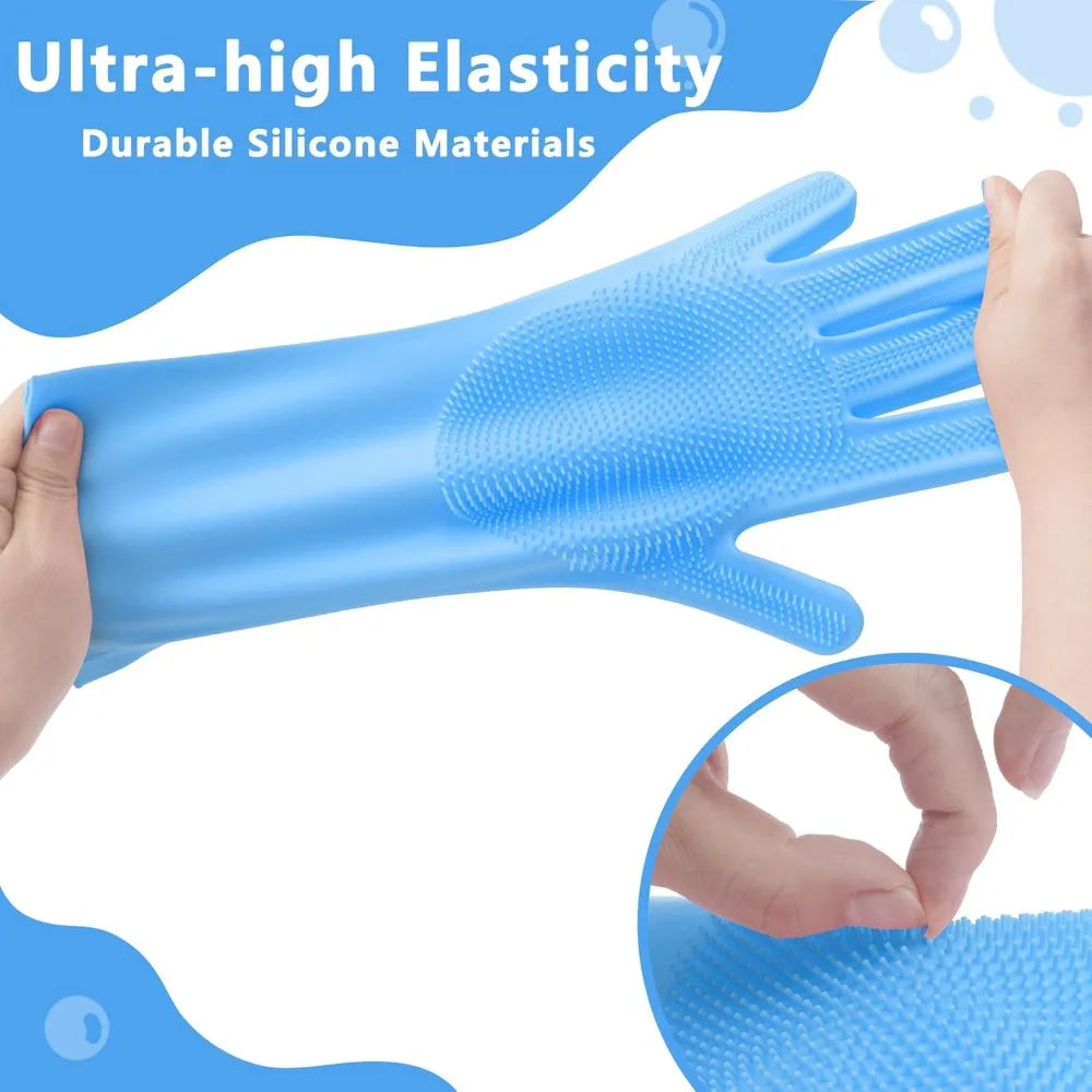 Pet Grooming Gloves—Heat Resistant Dog Washing Gloves with High-Density Teeth, Dog Bath Scrubber with Enhanced Five Finger Desig