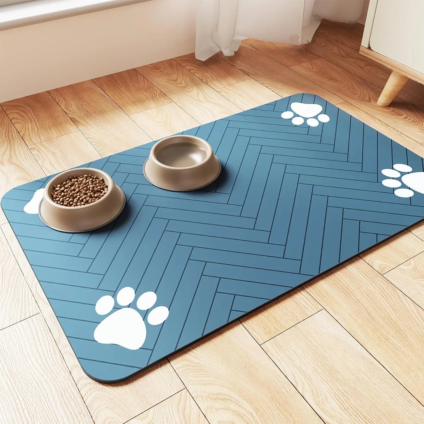 Absorbent Pet Feeding Mat – Waterproof Rubber Backing, Quick-Dry Design for Dog & Cat Bowls