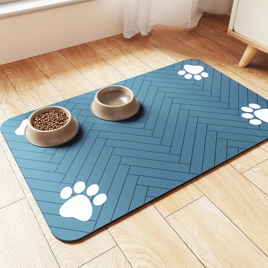 Absorbent Pet Feeding Mat – Waterproof Rubber Backing, Quick-Dry Design for Dog & Cat Bowls