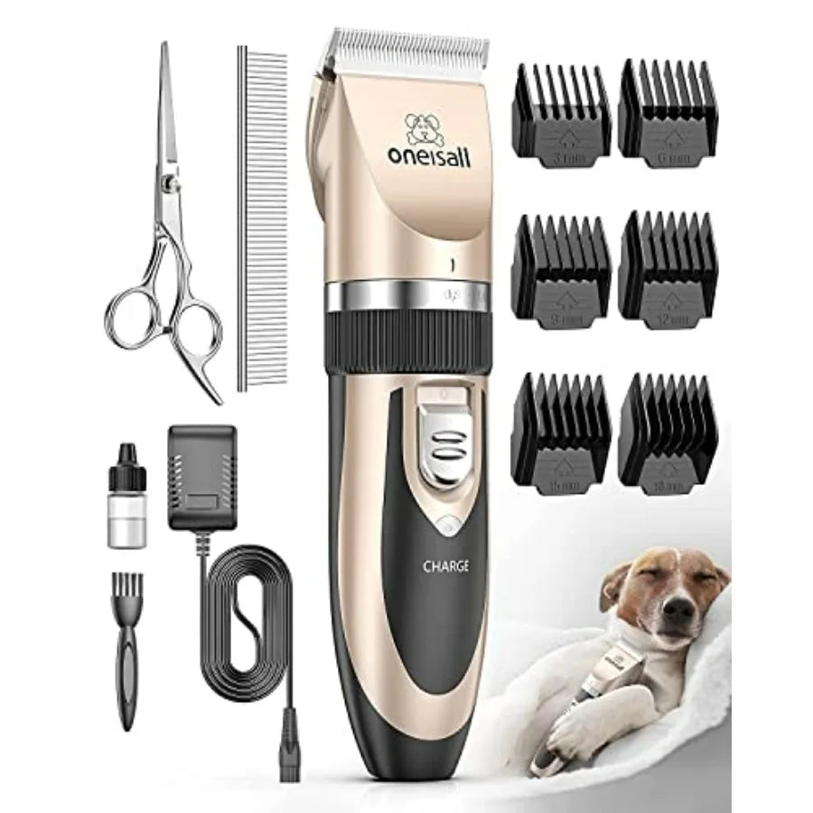 Dog Clipper Low ise Dog Grooming Kit with Rechargeable Dog Shaver Cordless Electric Quiet Hair Clipper Set for Dog Cats PetsGol