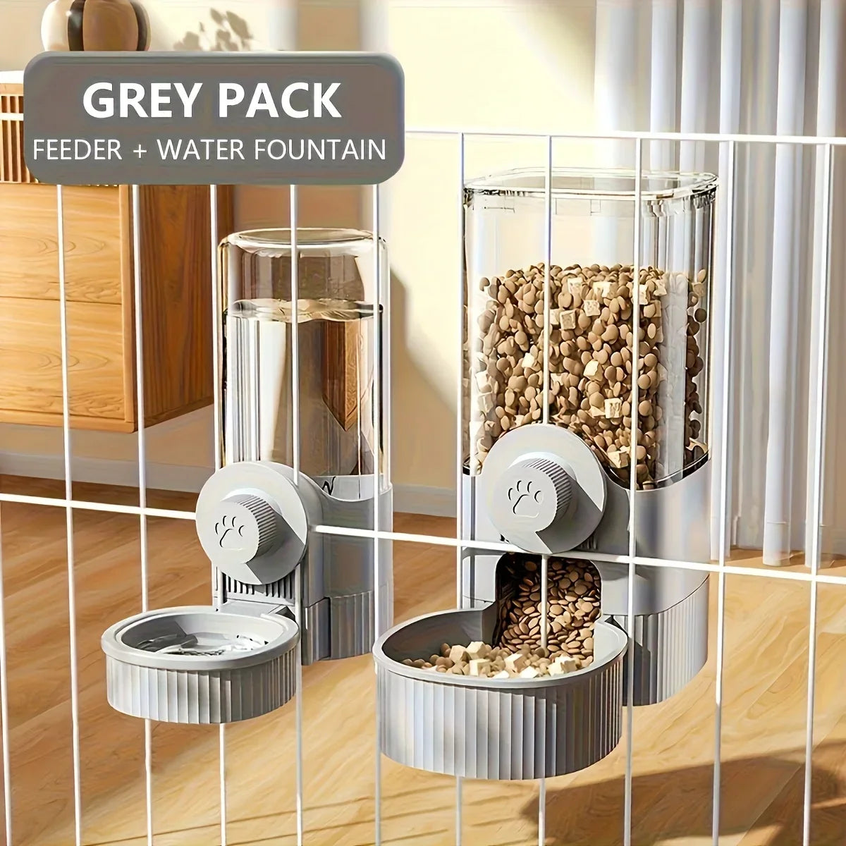 Automatic hanging pet water dispenser - no electricity required, gravity flow design, multi bowl cat, dog, and rabbit feeder