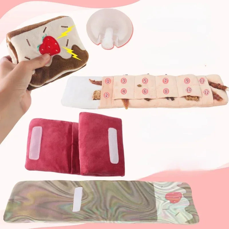 Dog Toy Stuffed Food Toy Cake Ins Interactive New Resistant Simulation Dog Hide Pet Nosework Toy Bite Roll Squeaky
