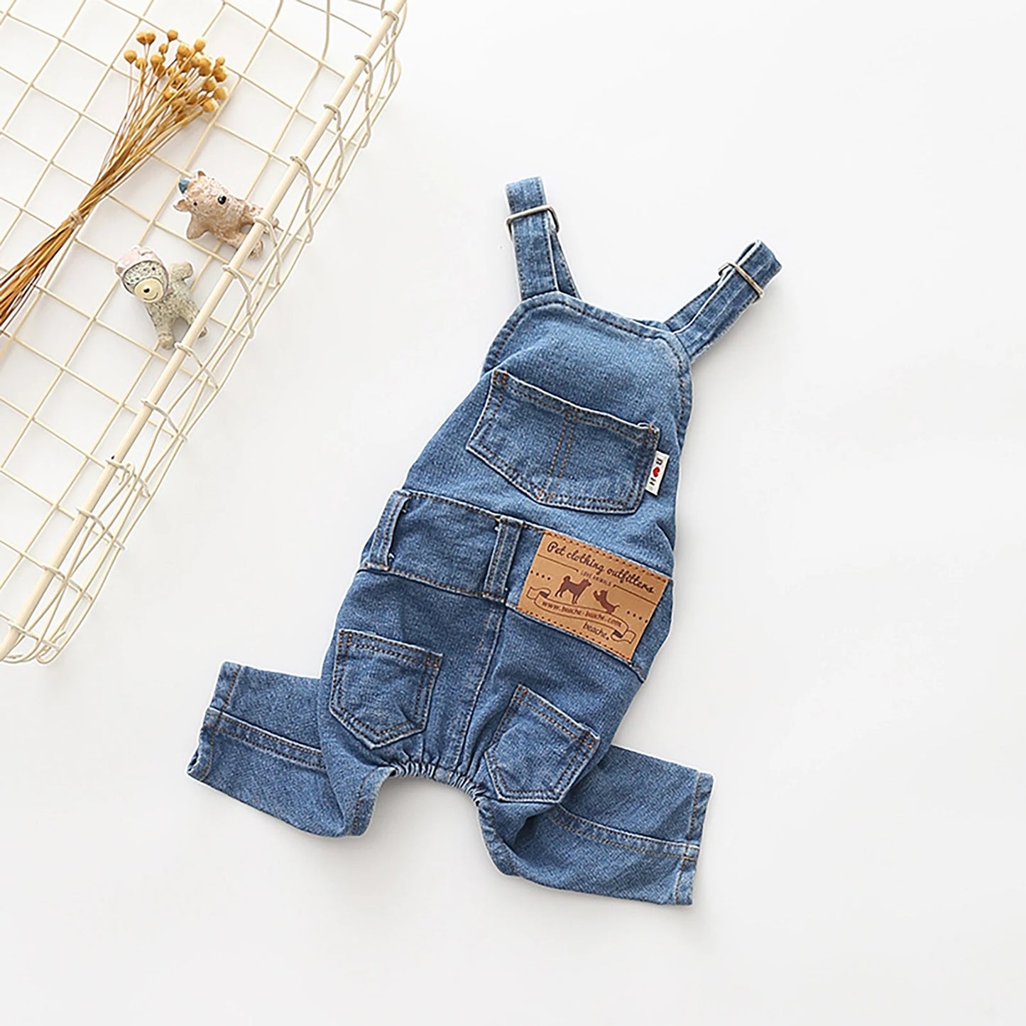 Dog Denim Jumpsuit Fashion Puppy Costumes Comfortable Dog Outfits Pure Cotton Pet Pants Apparel for Small Medium Dogs and Cats