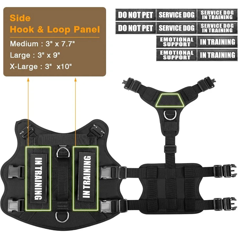 Tactical Working MOLLE Vest for MediumSized Dogs with 10 Pet Patches NoPull Heavy Duty Harness Ideal for Training Walking and O