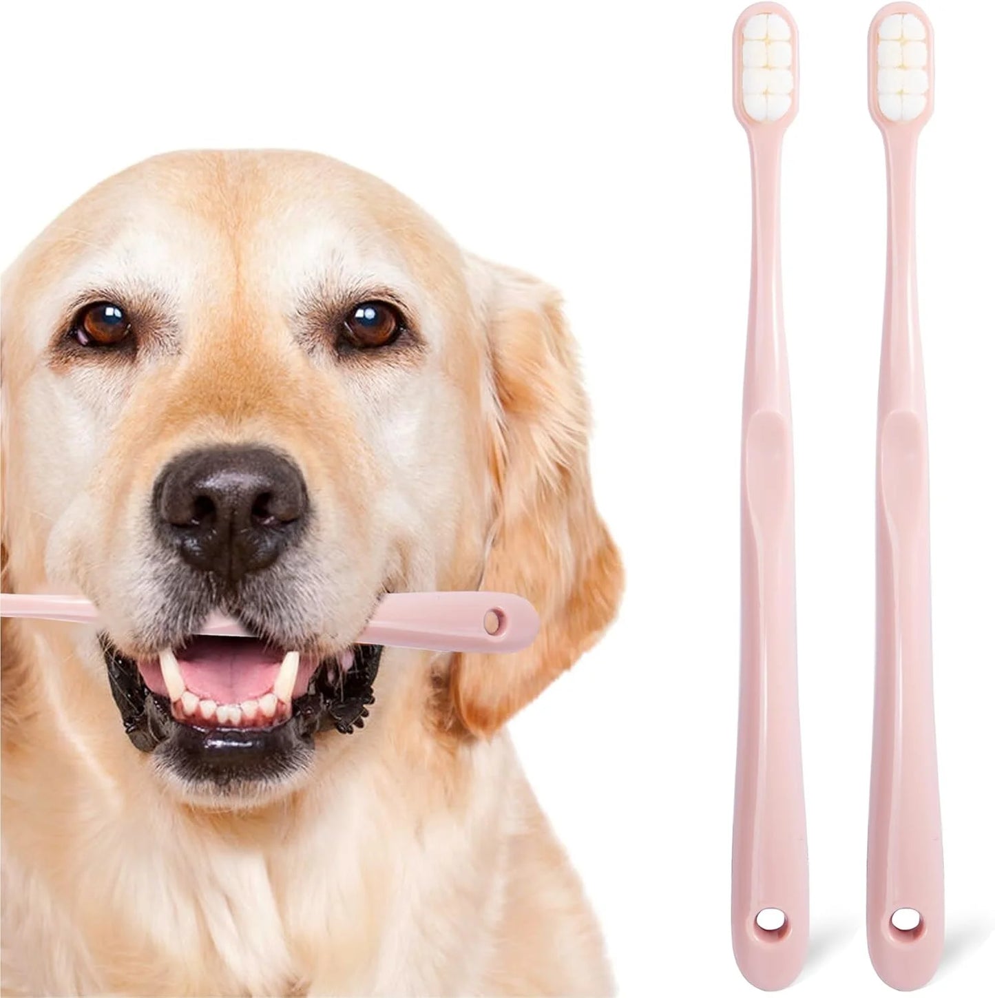 Dog Toothbrush Set 4 Pieces, 10,000 Ultra-Soft Bristles, Suitable for Medium to Large Dogs and Cats, Pet Toothbrush Kit for Easy