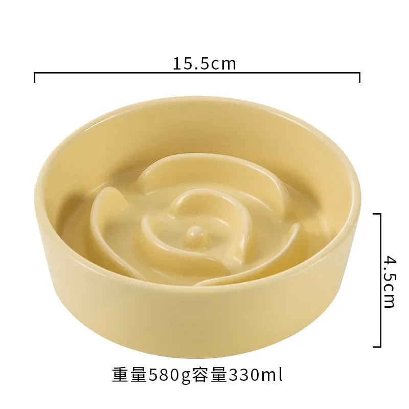 Ceramic Pet Cat Dog Bowl Small and Medium-Sized Dogs Dog Puppy Slow Feeding Anti-Choke Slow Food Bowl Anti-Tumble Eating Bowl