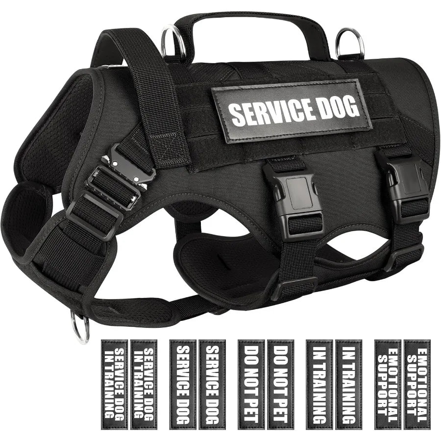 Tactical Working MOLLE Vest for MediumSized Dogs with 10 Pet Patches NoPull Heavy Duty Harness Ideal for Training Walking and O