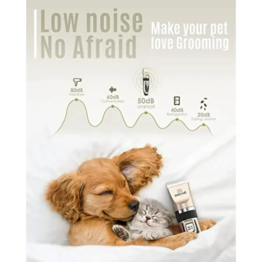 Dog Clipper Low ise Dog Grooming Kit with Rechargeable Dog Shaver Cordless Electric Quiet Hair Clipper Set for Dog Cats PetsGol
