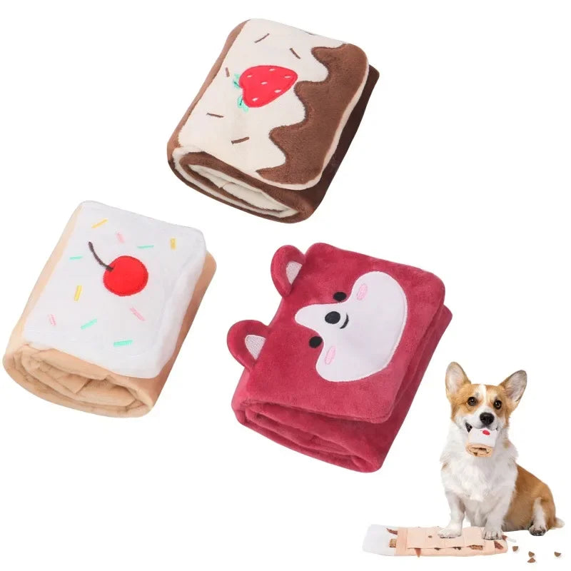 Dog Toy Stuffed Food Toy Cake Ins Interactive New Resistant Simulation Dog Hide Pet Nosework Toy Bite Roll Squeaky