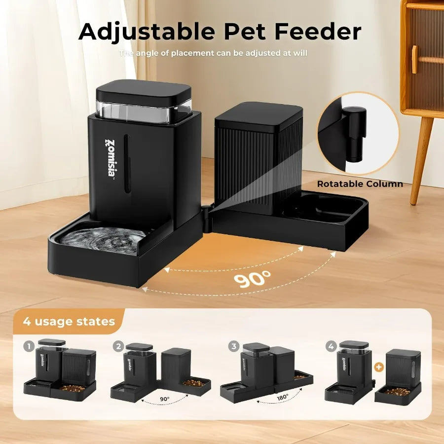 2 in 1 Automatic Cat Feeder and Water Dispenser with 180 Degree Rotatable Design for Small to Medium Dogs Puppies and Kittens L