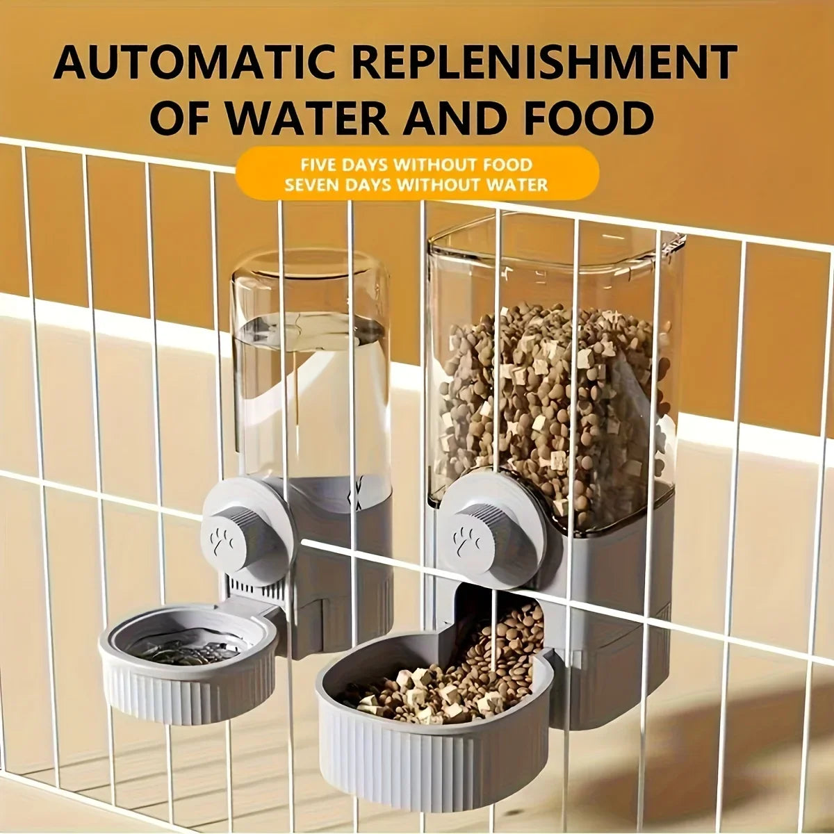 Automatic hanging pet water dispenser - no electricity required, gravity flow design, multi bowl cat, dog, and rabbit feeder