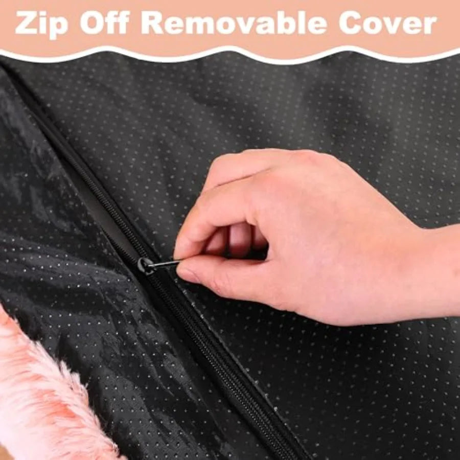 Waterproof Crate Bed with Washable Cover for Dogs and Cats Plush Faux Fur Kennel Pad 17x12 Inch Pink Ideal for Pet Beds in Home