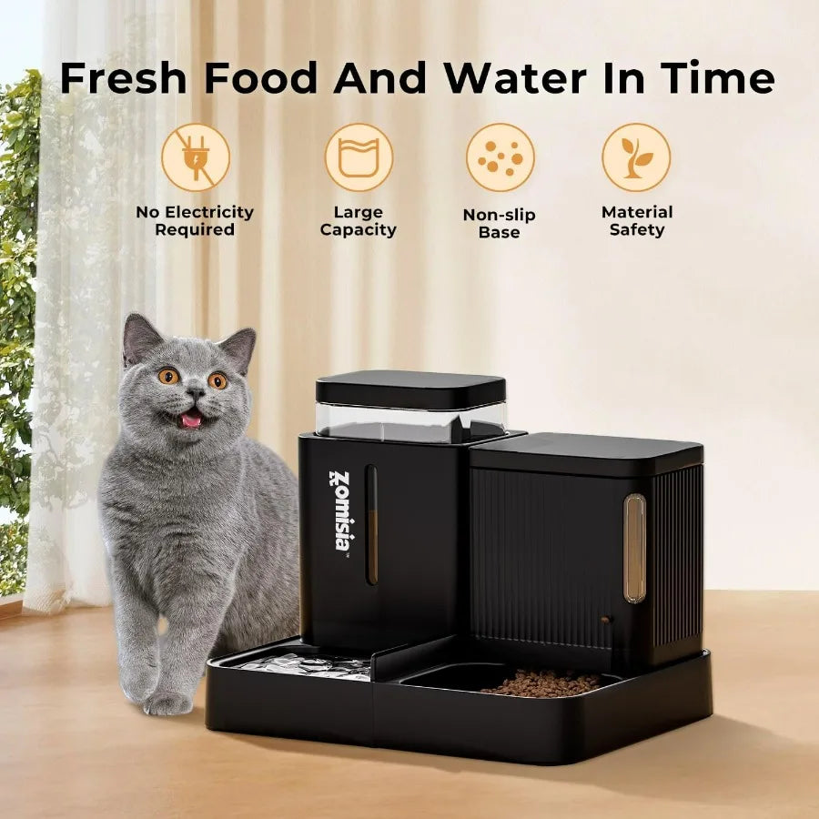 2 in 1 Automatic Cat Feeder and Water Dispenser with 180 Degree Rotatable Design for Small to Medium Dogs Puppies and Kittens L