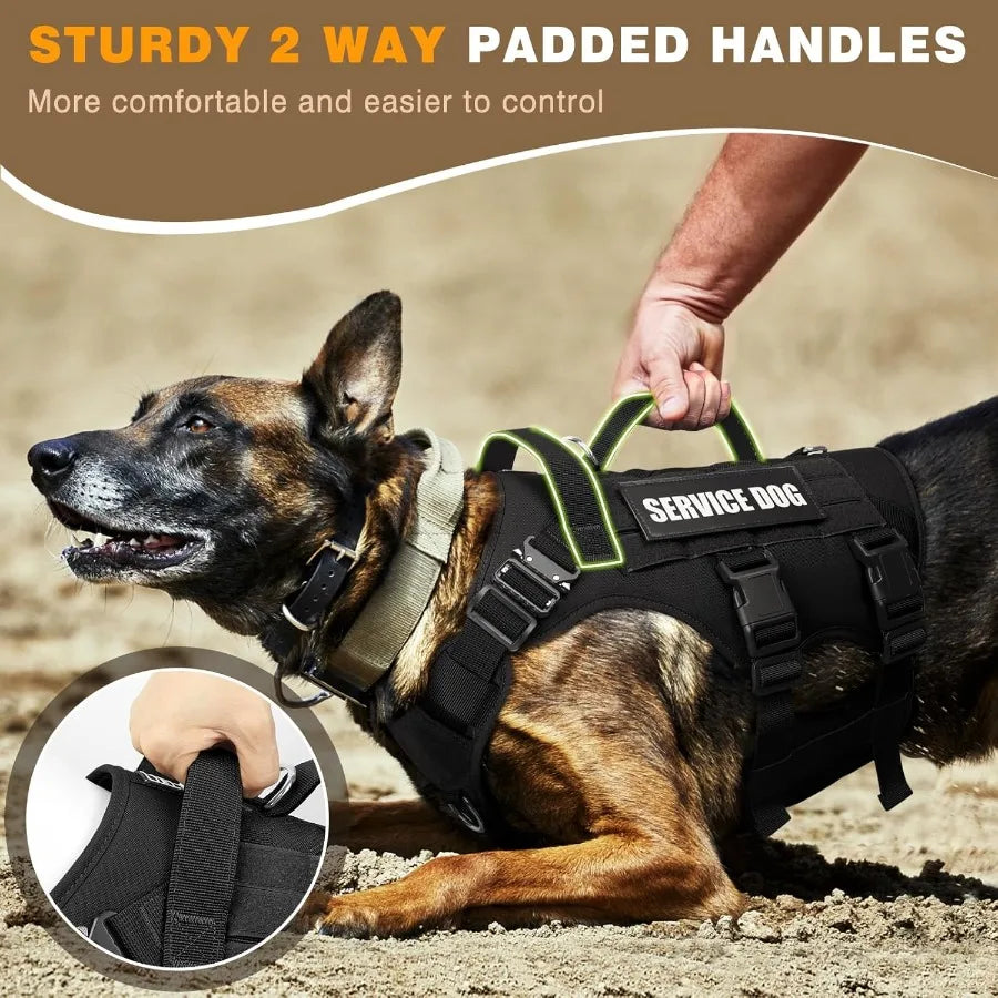 Tactical Working MOLLE Vest for MediumSized Dogs with 10 Pet Patches NoPull Heavy Duty Harness Ideal for Training Walking and O