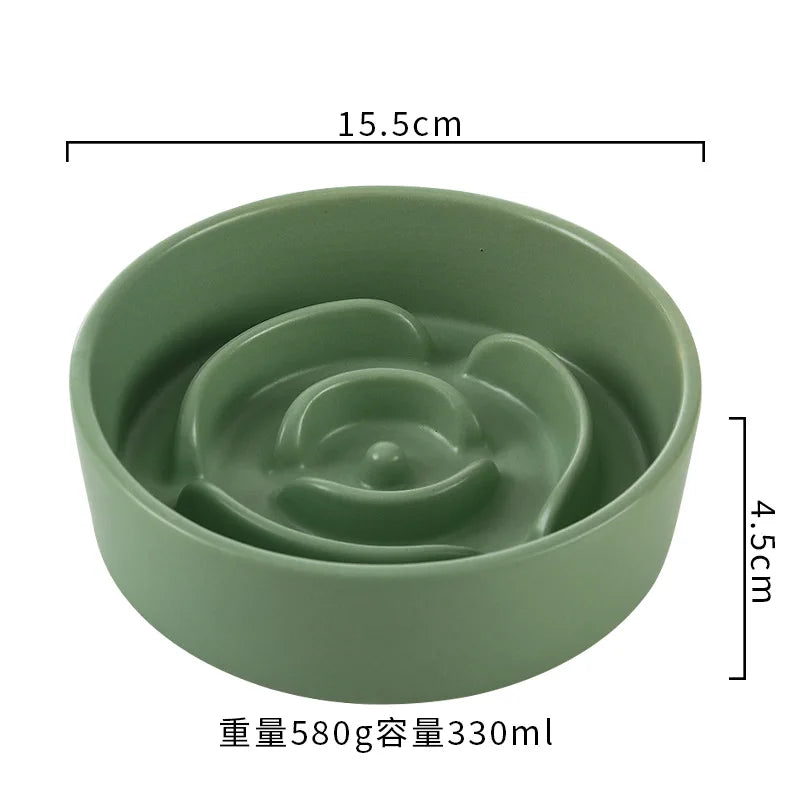 Ceramic Pet Cat Dog Bowl Small and Medium-Sized Dogs Dog Puppy Slow Feeding Anti-Choke Slow Food Bowl Anti-Tumble Eating Bowl