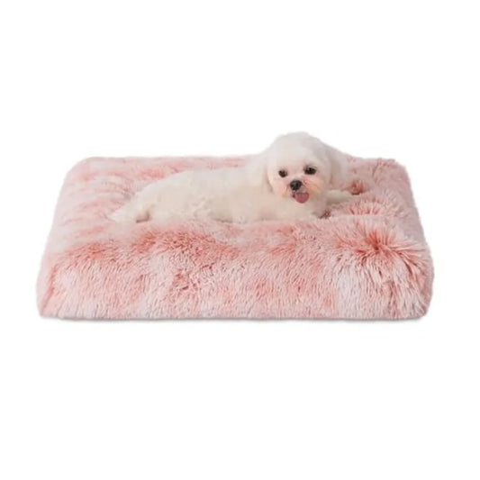 Waterproof Crate Bed with Washable Cover for Dogs and Cats Plush Faux Fur Kennel Pad 17x12 Inch Pink Ideal for Pet Beds in Home