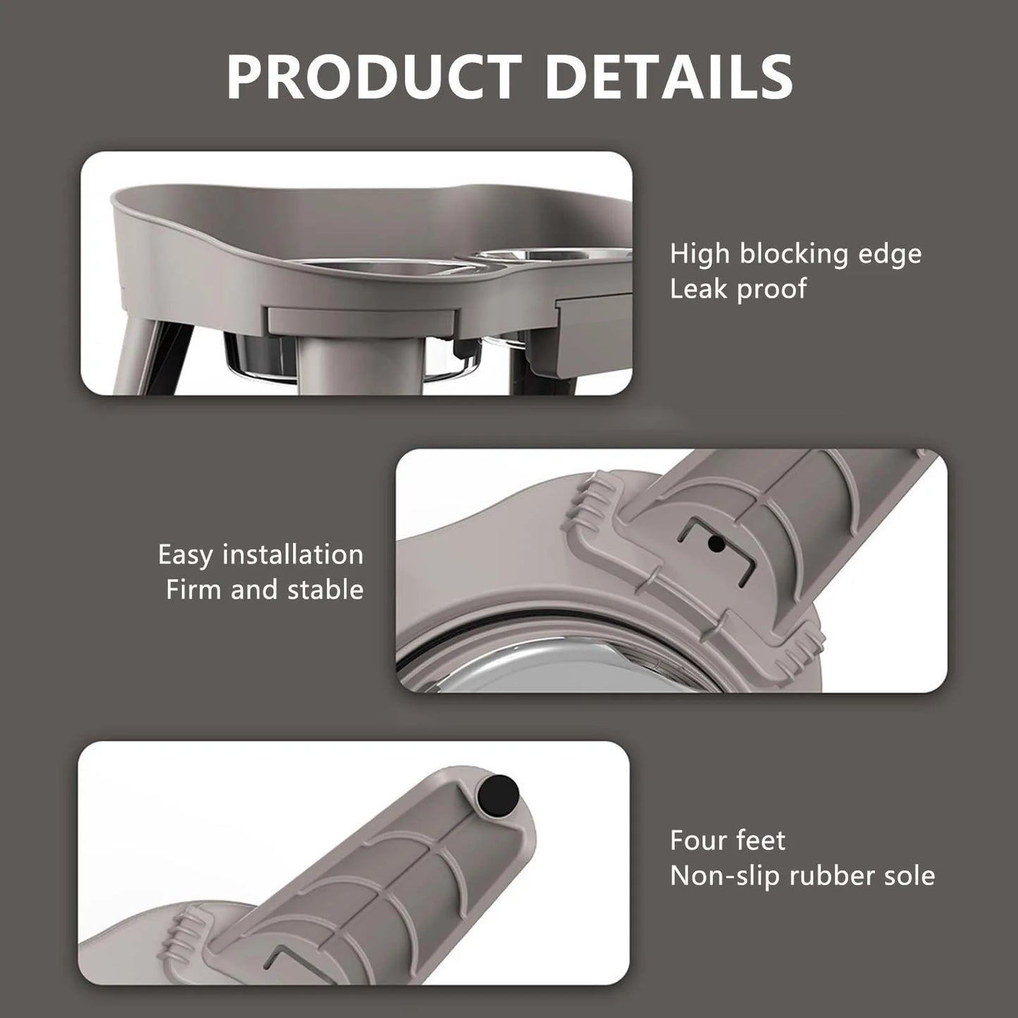 Stainless Steel Elevated Pet Bowl for Dogs and Cats Anti-Slip Raised Food Dish with Non-Skid Base High Sided Pet Feeder