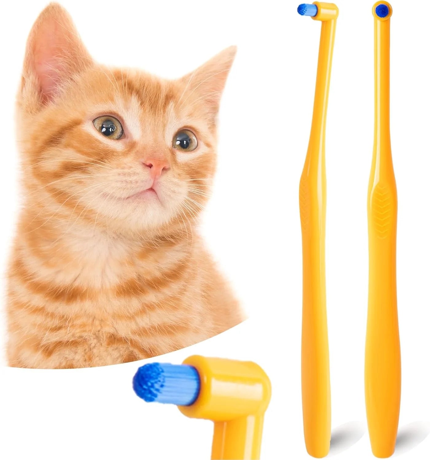 Dog Toothbrush Set 4 Pieces, 10,000 Ultra-Soft Bristles, Suitable for Medium to Large Dogs and Cats, Pet Toothbrush Kit for Easy