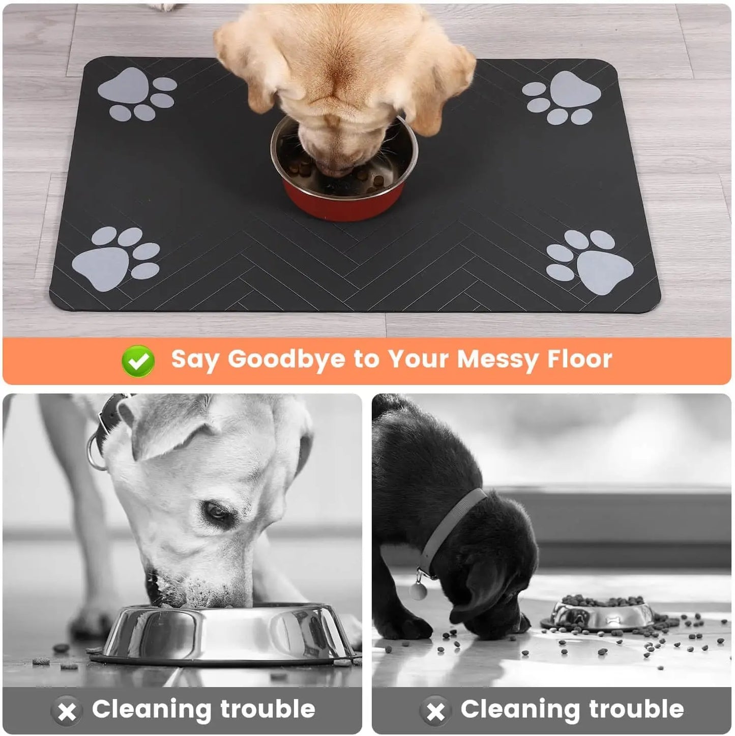 Absorbent Pet Feeding Mat – Waterproof Rubber Backing, Quick-Dry Design for Dog & Cat Bowls