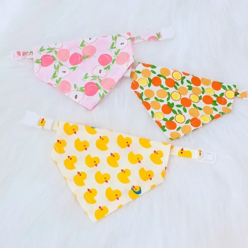 Fruit Printting Bandanas For Dog Small Cat Triangle Adjustable Scarf Dog Puppy Bandanas Pet Dog Soft Grooming Accessories