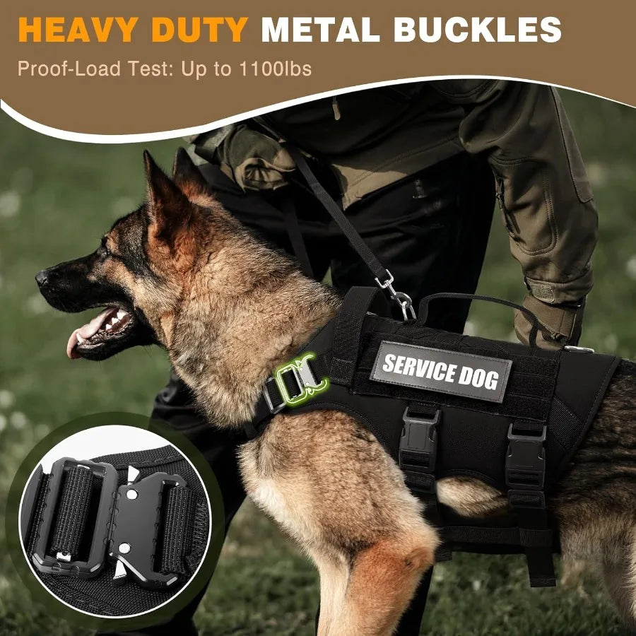 Tactical Working MOLLE Vest for MediumSized Dogs with 10 Pet Patches NoPull Heavy Duty Harness Ideal for Training Walking and O