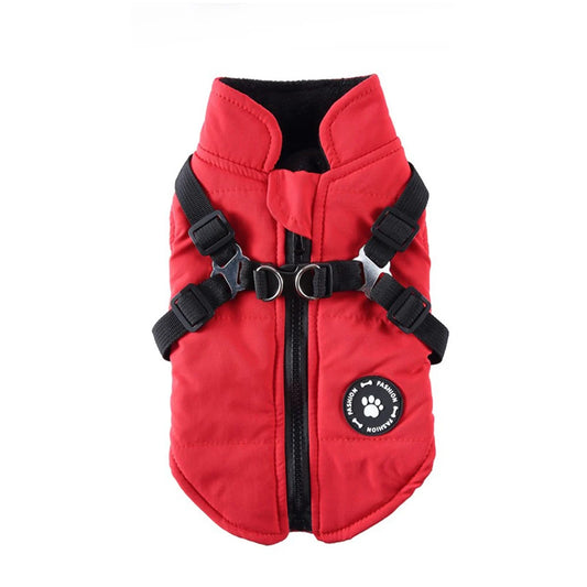 Winter Warm Pet Harness Jacket Hiking Coat Costume Waistcoat Clothing Polyester Back Hook Clothes for Small Green XS